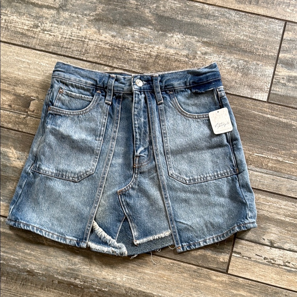 Free People Blue Denim Mini Skirt